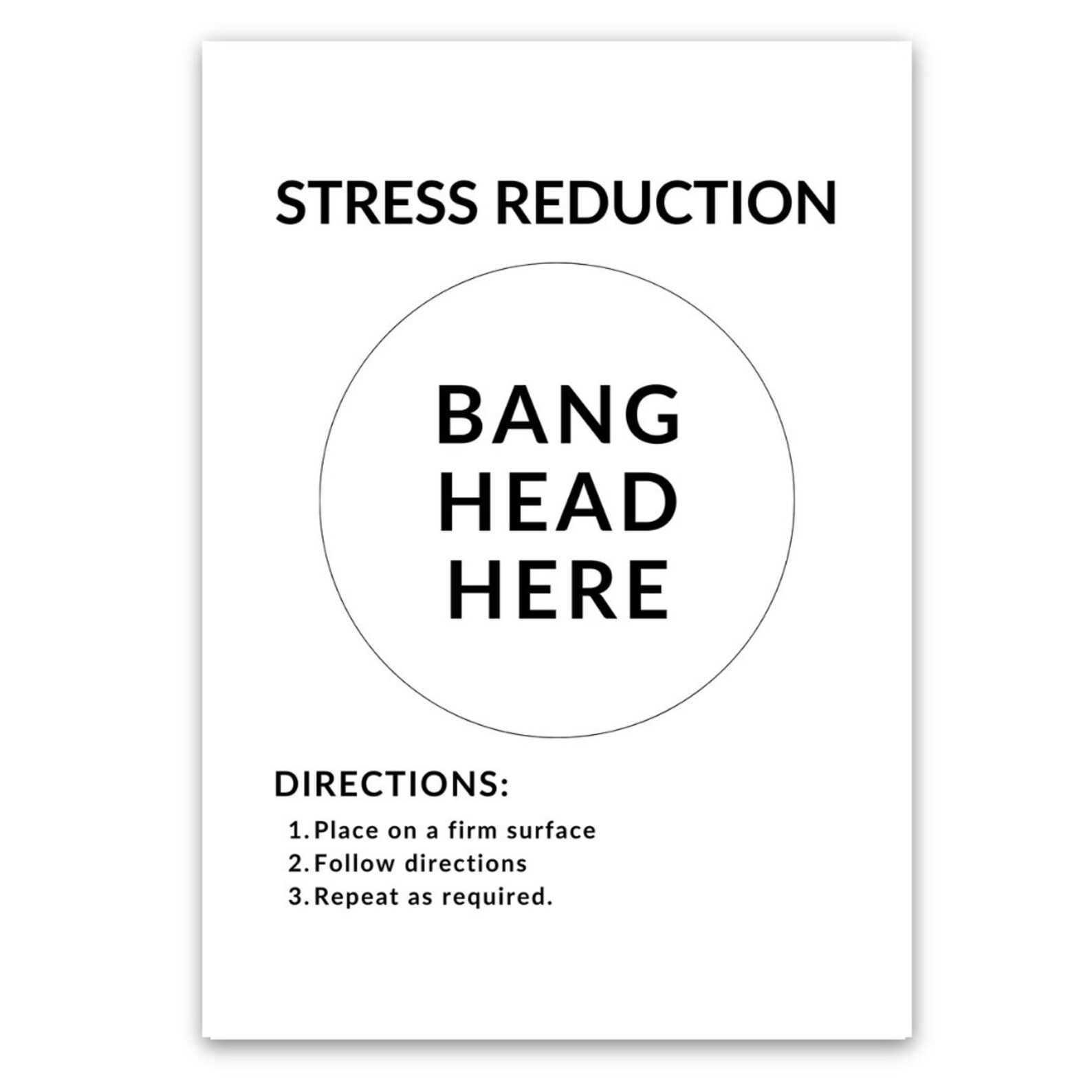Bang Your Head Here Sign. Instant Stress Reduction. Download, Print ...