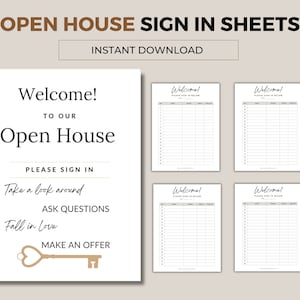 Open House Sign-In Sheet, Real Estate Form, Open House Sign In Sheet, Real Estate Agent, Realtor Printable, Minimal Design, Download | PDF
