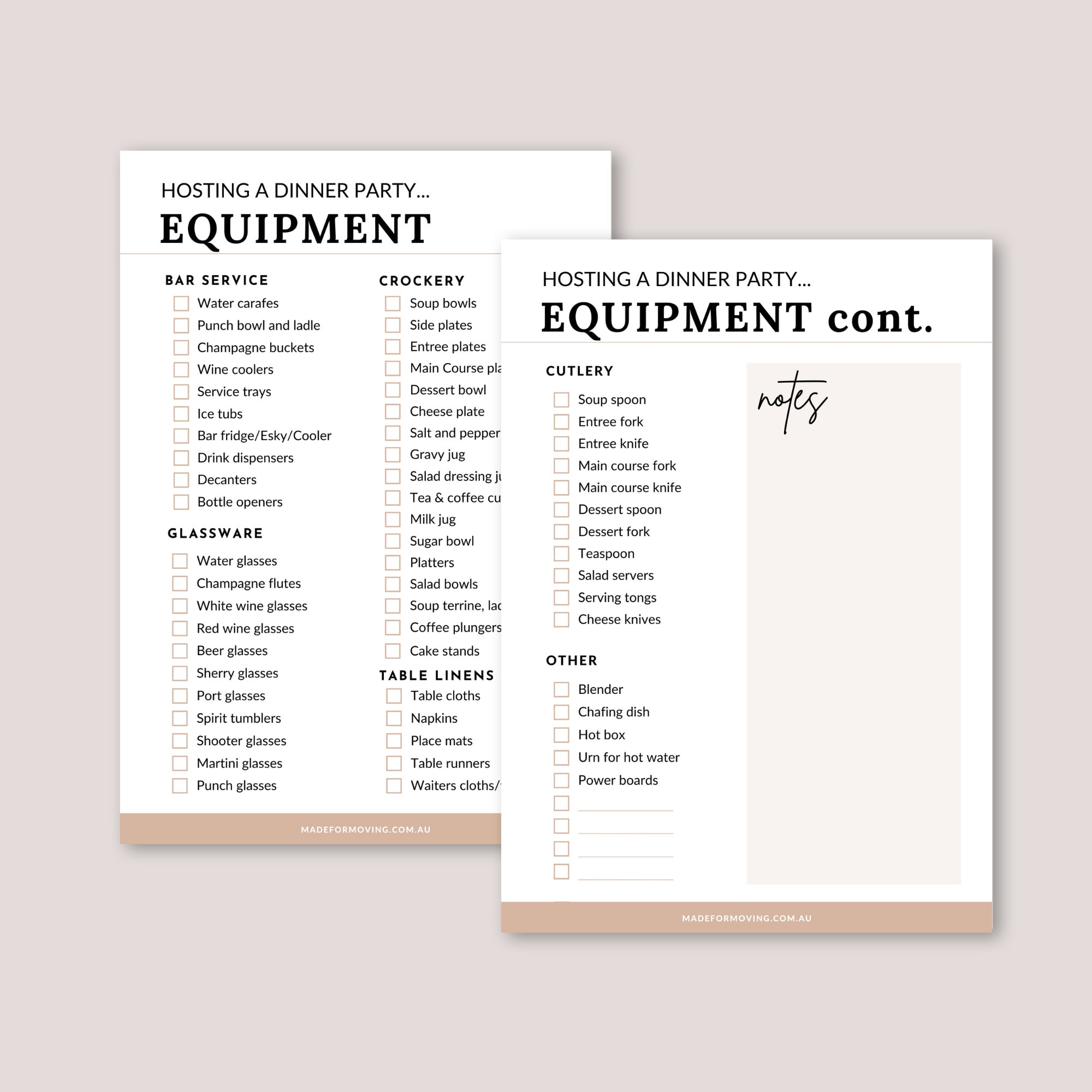 Hosting a Dinner Party Checklist, Event Planner, Housewarming Party