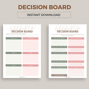 ¿Qué debo hacer? Hoja de toma de decisiones, tomador de decisiones, tablero de decisiones, generador de preguntas. Descarga instantánea / PDF
