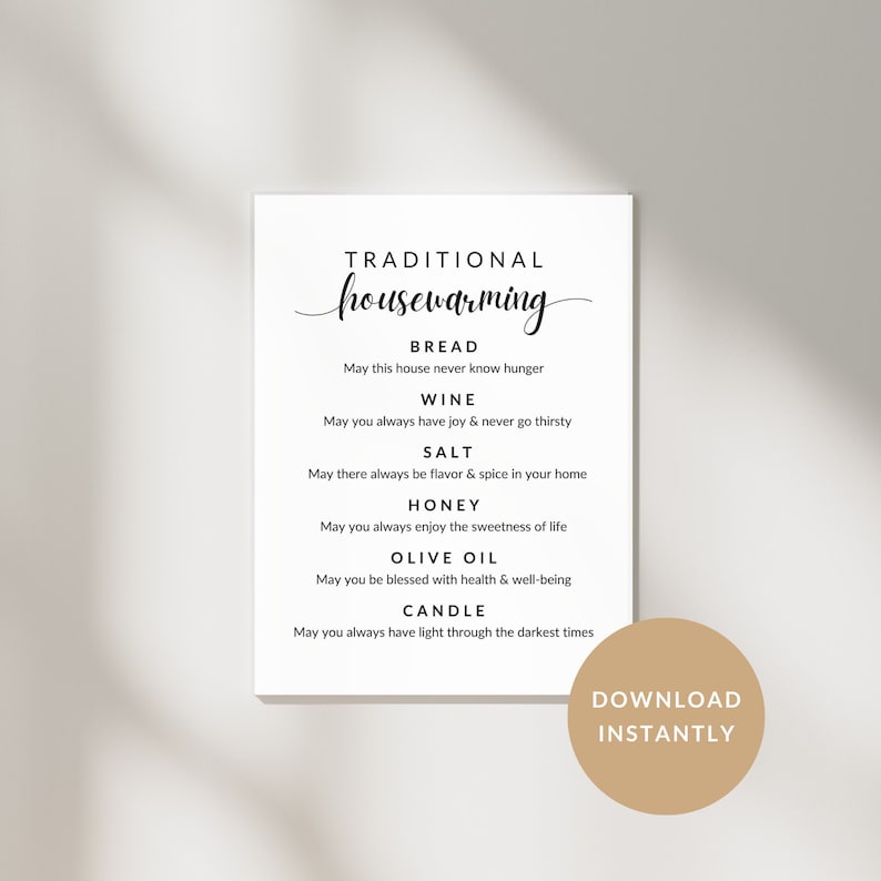 Traditional Housewarming Printable to Help Create a Gift Basket for New ...