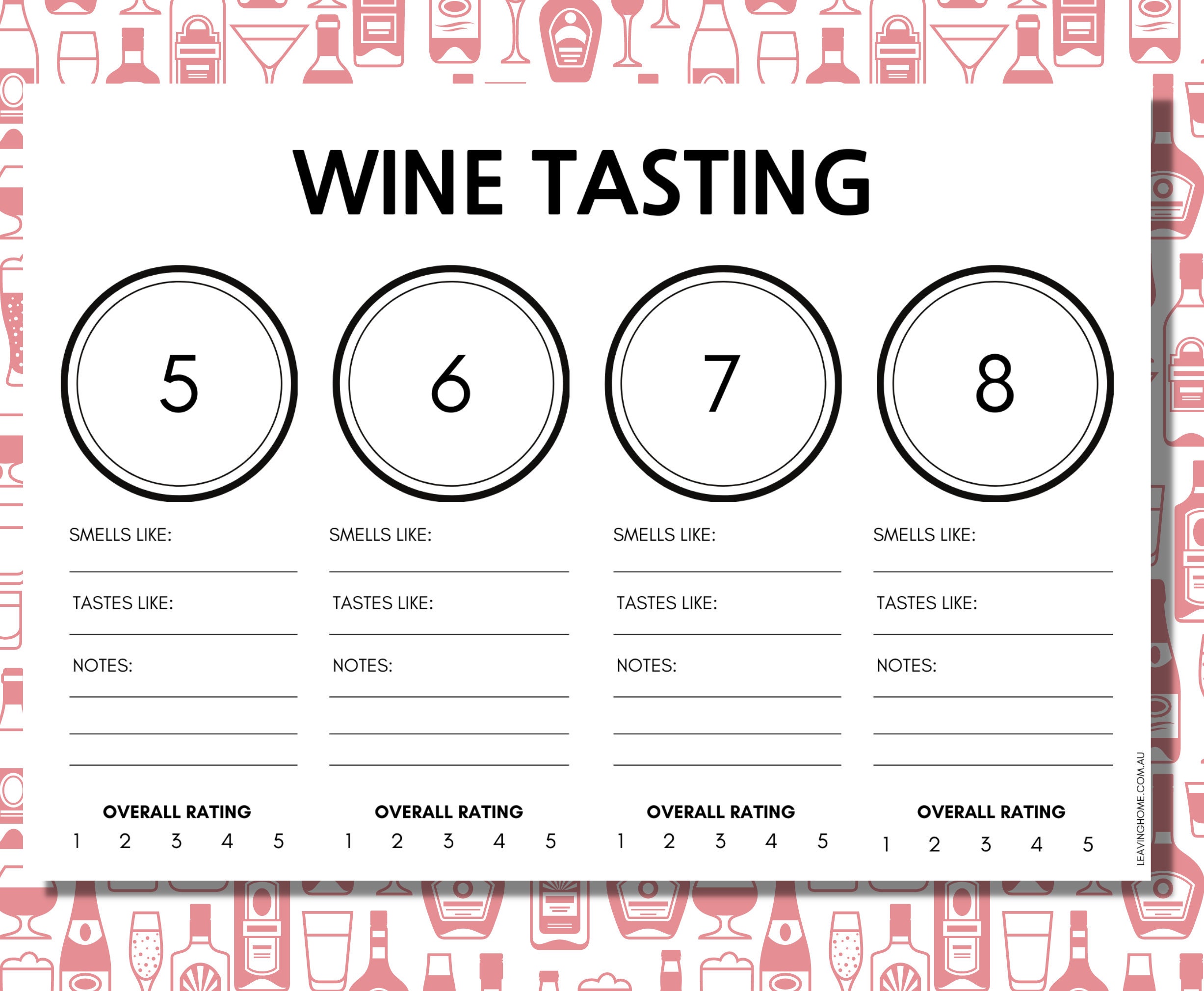 Printable Wine Rating Mat