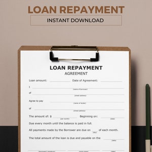 Loan Repayment Agreement Printable, Loan Repayment. Personal Loan Agreement, Personal Finance, Borrowing Money, Money Agreement. Download.