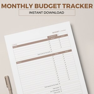 Tracker del budget mensile: pianificatore di entrate e spese (download PDF)