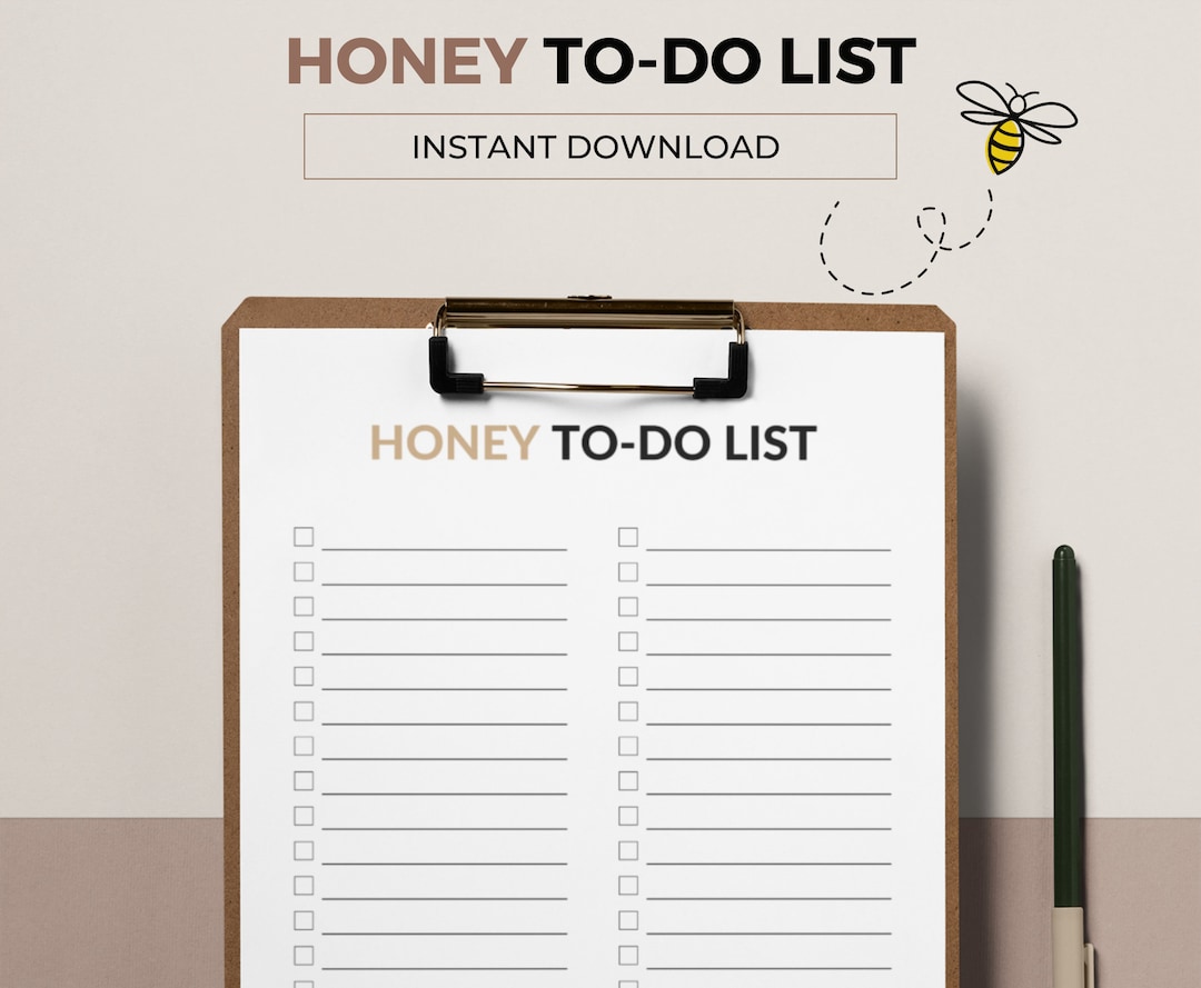Honey Todo List Printable, Moving Tasks for Your Partner, New Home
