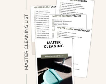Checklist voor een grondige schoonmaak van het hele huis | Printbare PDF-planner voor een complete dieptereiniging van het hele huis