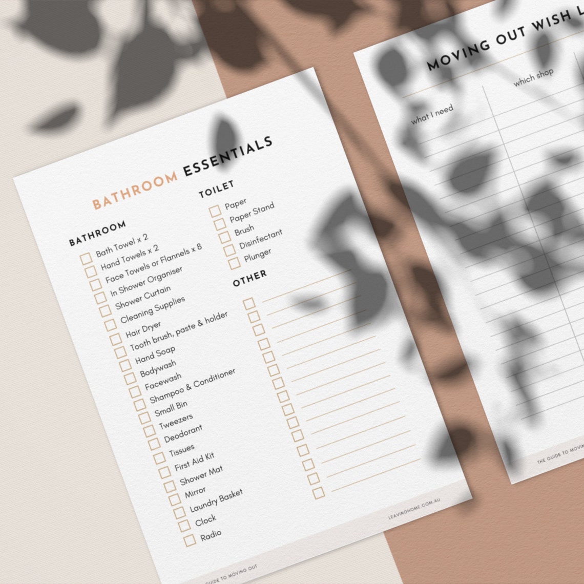 Bathroom Essentials Printable Checklist A List of the Basics - Etsy