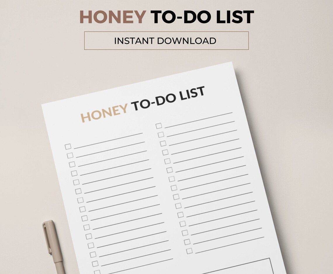 Honey To-do List Printable, Moving Tasks for Your Partner, New Home ...