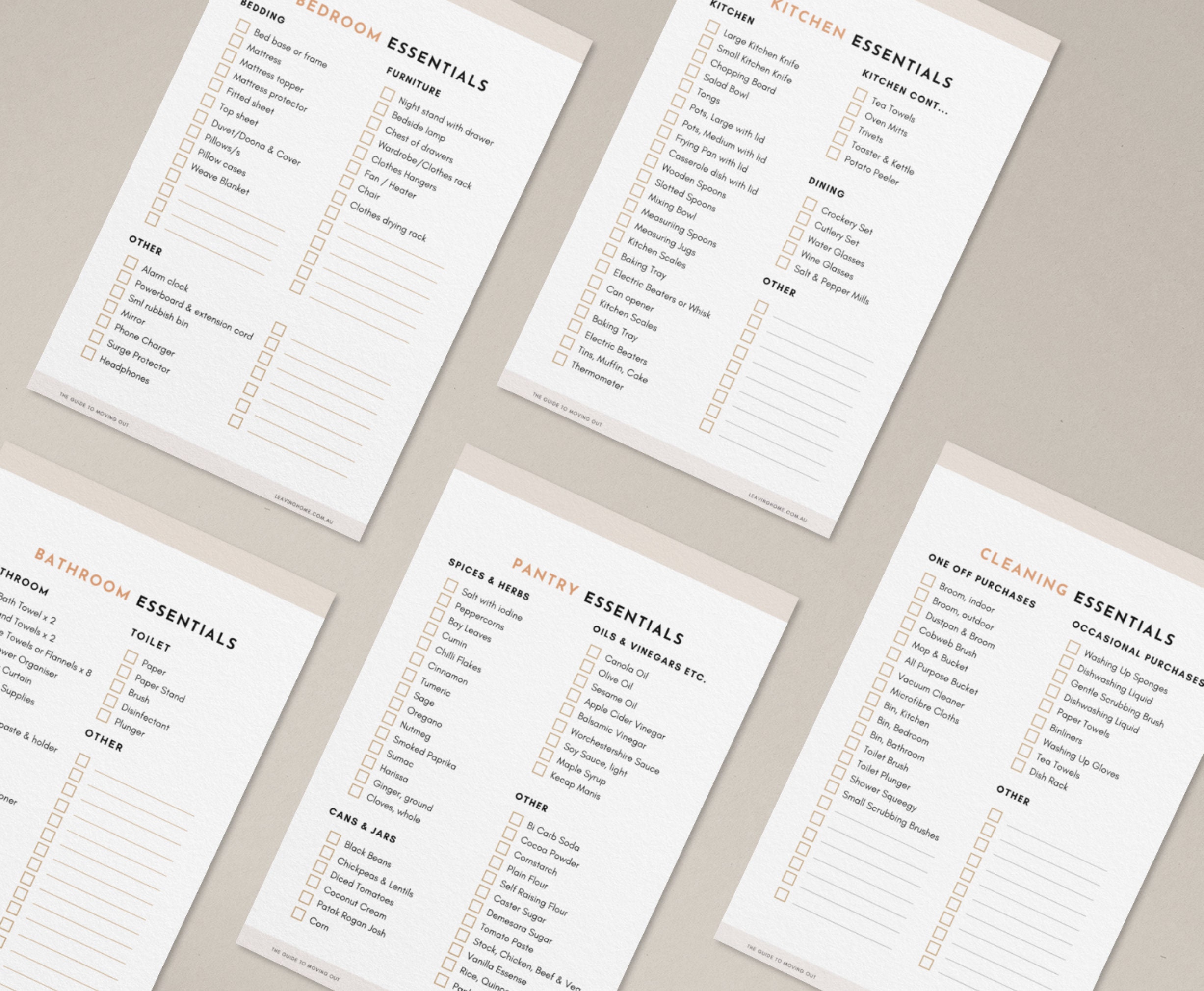 The Essentials Checklist Bundle. Basic Items for Your Bedroom, Bathroom ...