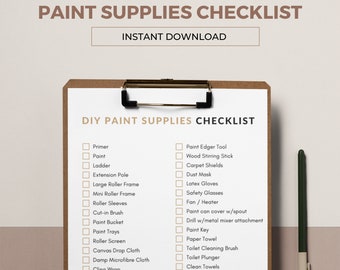 DIY Paint Supplies Checklist Printable | Home Painting Project Planner PDF