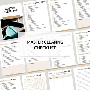 Hauptreinigungs-Checkliste, Raum für Raum Hausarbeit, Hausputz-Plan, Reinigungsplaner, Tiefenreinigung. Sofortdownload | PDF-Datei