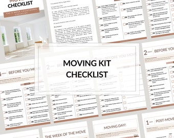 Moving Checklist - 8 week countdown to moving. Step by Step Moving Checklist. Streamline your move to avoid stress. Download Instantly. PDF.