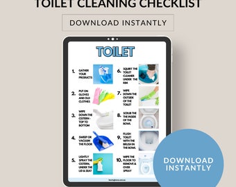 Toilet Cleaning Chore Sheet. One chore no one likes but should learn to do properly. Toilet cleaning guide ready to download instantly.