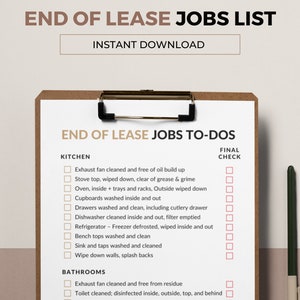 End of Lease Cleaning Jobs List. Keep track of the cleaning jobs for your rental property before you hand the keys back. Download | PDF