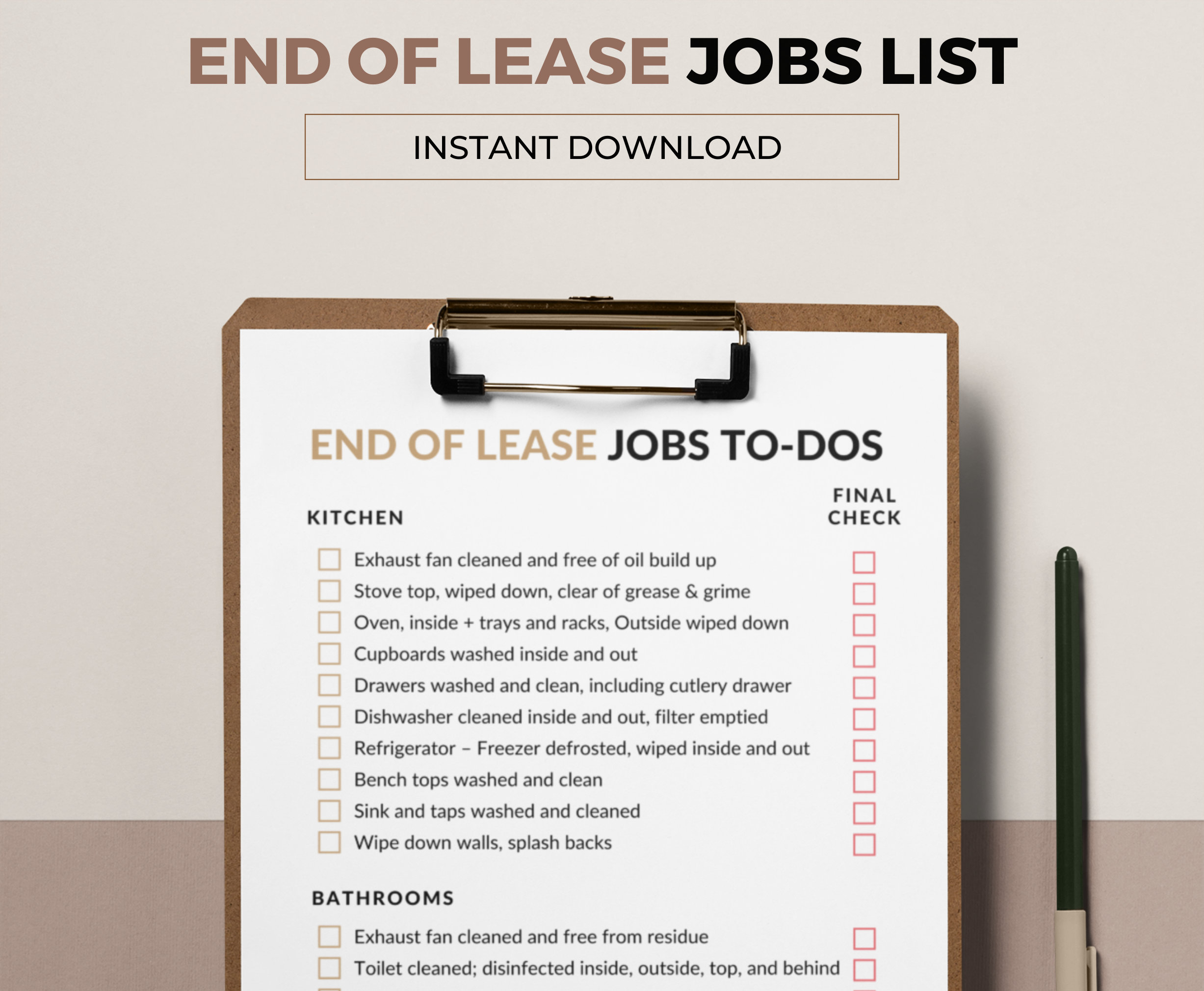 Lease Checklist.pdf End of Lease Cleaning Checklist: Rental Move Out To-do List (PDF ...