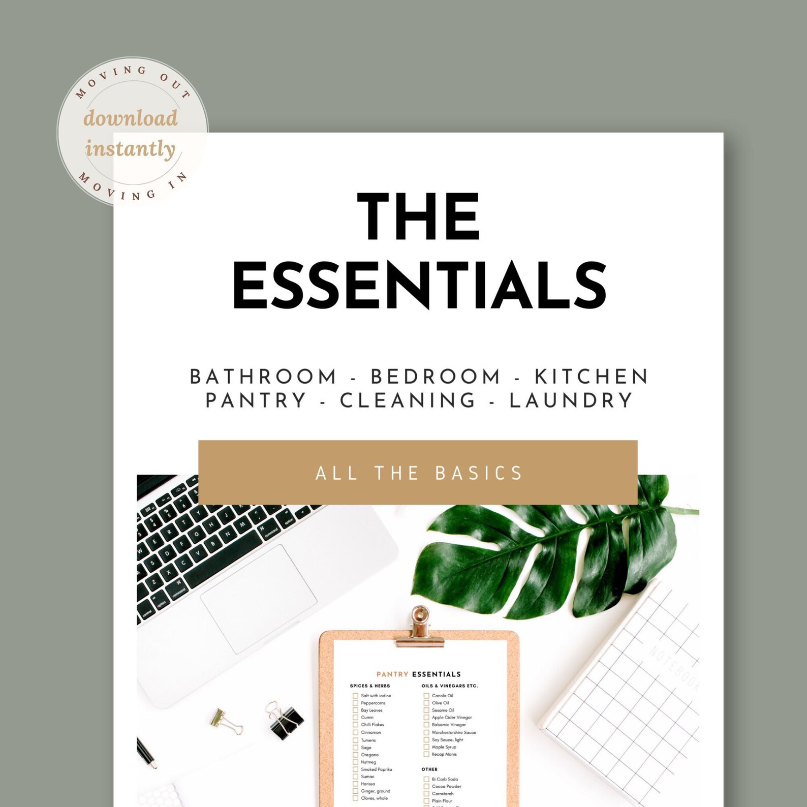 The Essentials Checklist Bundle Printable, First Apartment List of ...