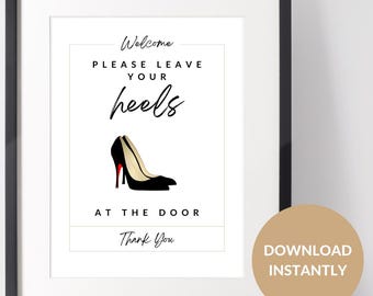 Please Take Off Your Shoes Sign – Printable Entryway Sign PDF – Leave Shoes at Door