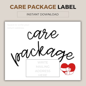 Pflege Paket Etikett. College Care Pack Label. Dir Pflegepaket fehlt. Herunterladen, ausdrucken, handschriftlich die Adresse schreiben und abschicken. Lieferbar sofort