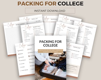 College Packing List, Dorm Room Checklist, the basics you need for moving away from home for the first time, Instant Download .pdf format.