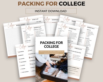 College Packing List, Dorm Room Checklist, the basics you need for moving away from home for the first time, Instant Download .pdf format.