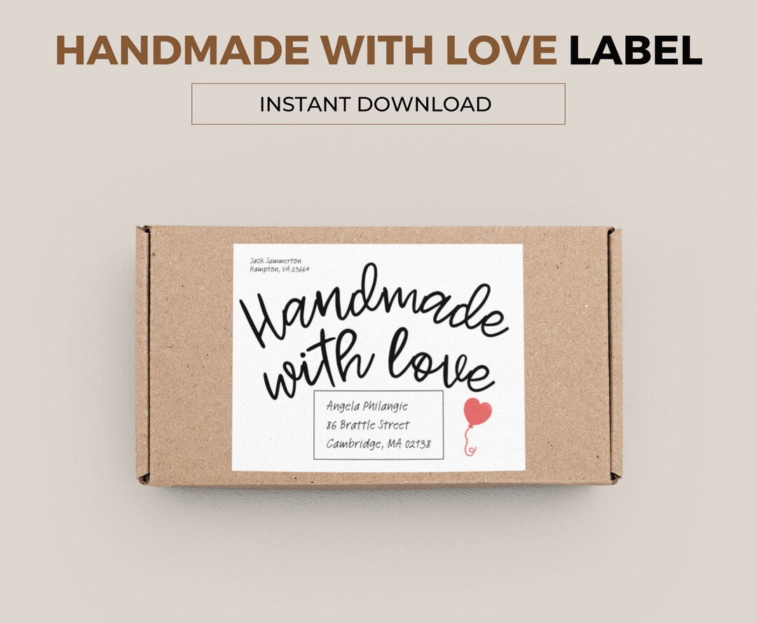 Handmade With Love Parcel Label. A Unique Way to Address Your Gift