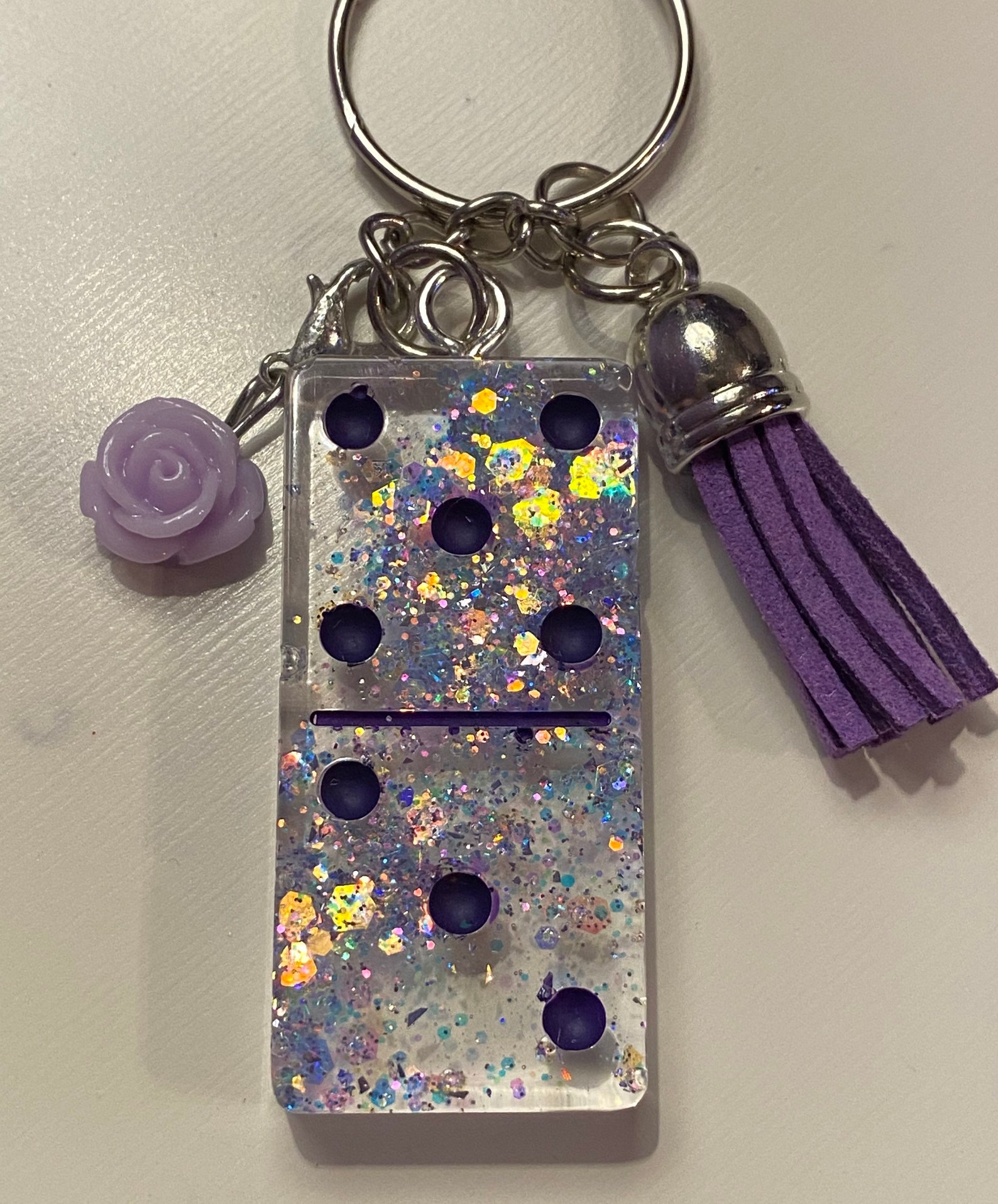 Epoxy resin domino keychain Etsy
