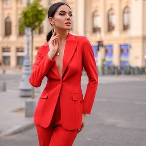 Traje sastre rojo mujer hot sale