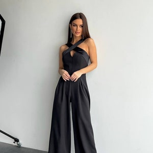 Black Elegant Jumpsuit, Long Sleeve Jumpsuit Formal, Dressy Jumpsuits for  Special Occasions, Wedding Party & Going Out Jumpsuits TAVROVSKA 