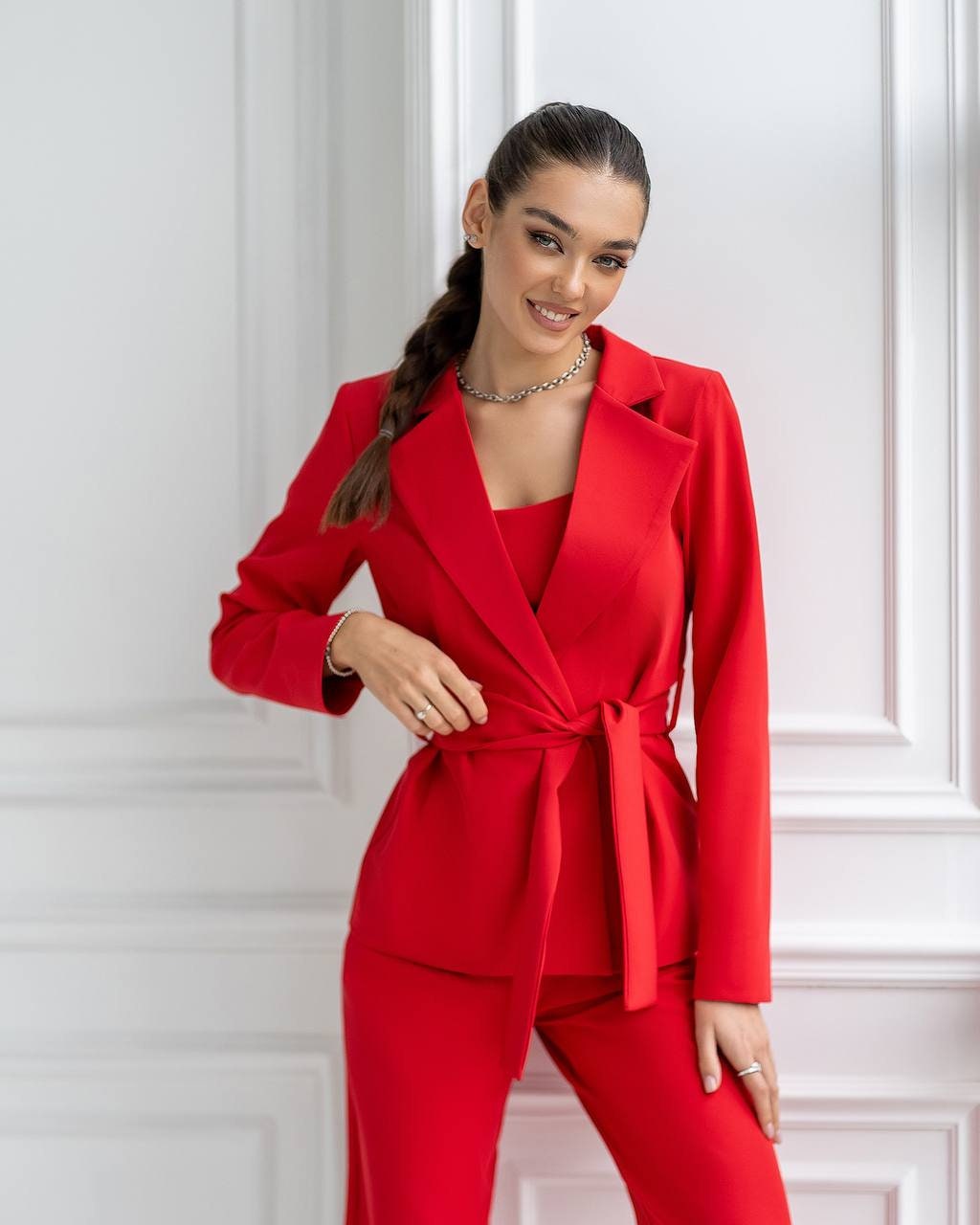 Buy Women Blazer With Corset, Bustier Top, Bralette, Women Red