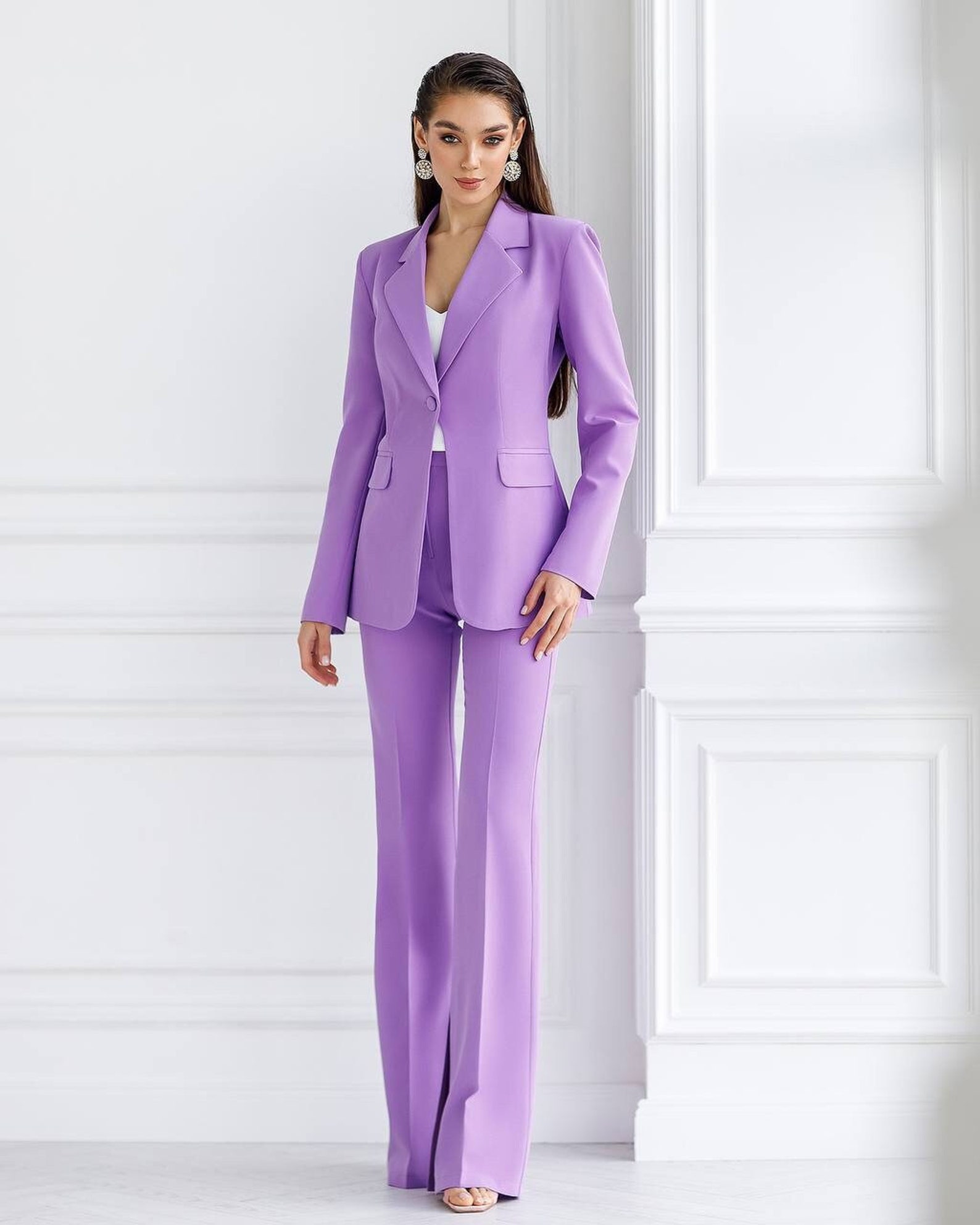 Purple Women Suit With Blazer and Slit Trousers Blazer and - Etsy