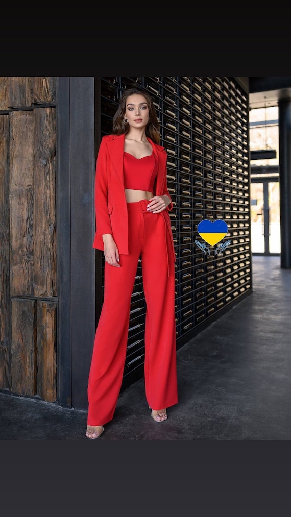 Red Pant Suit for Women, Dressy Pant Suits for Women , Two Piece Suit,  Women Formal Wear, Womens Suit, Womens Wedding Suit Set -  Canada