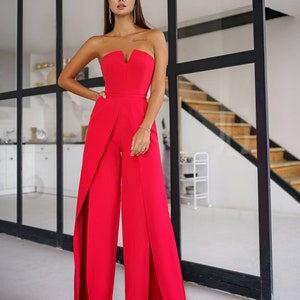 Red Jumpsuit Women Wedding -  Singapore