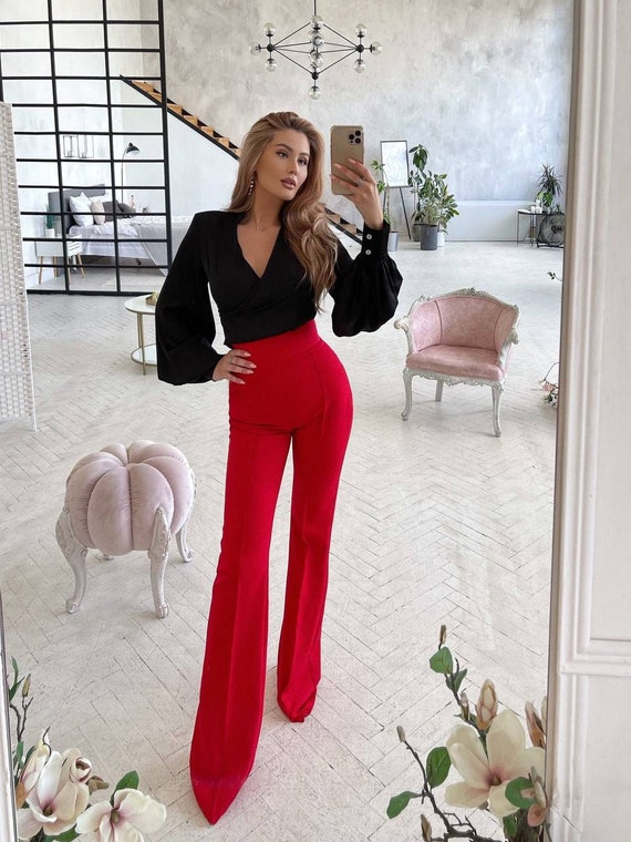 Women High Waisted Pants Wide Leg Pants 