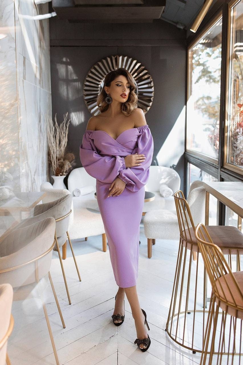 Purple plus size store dresses with sleeves