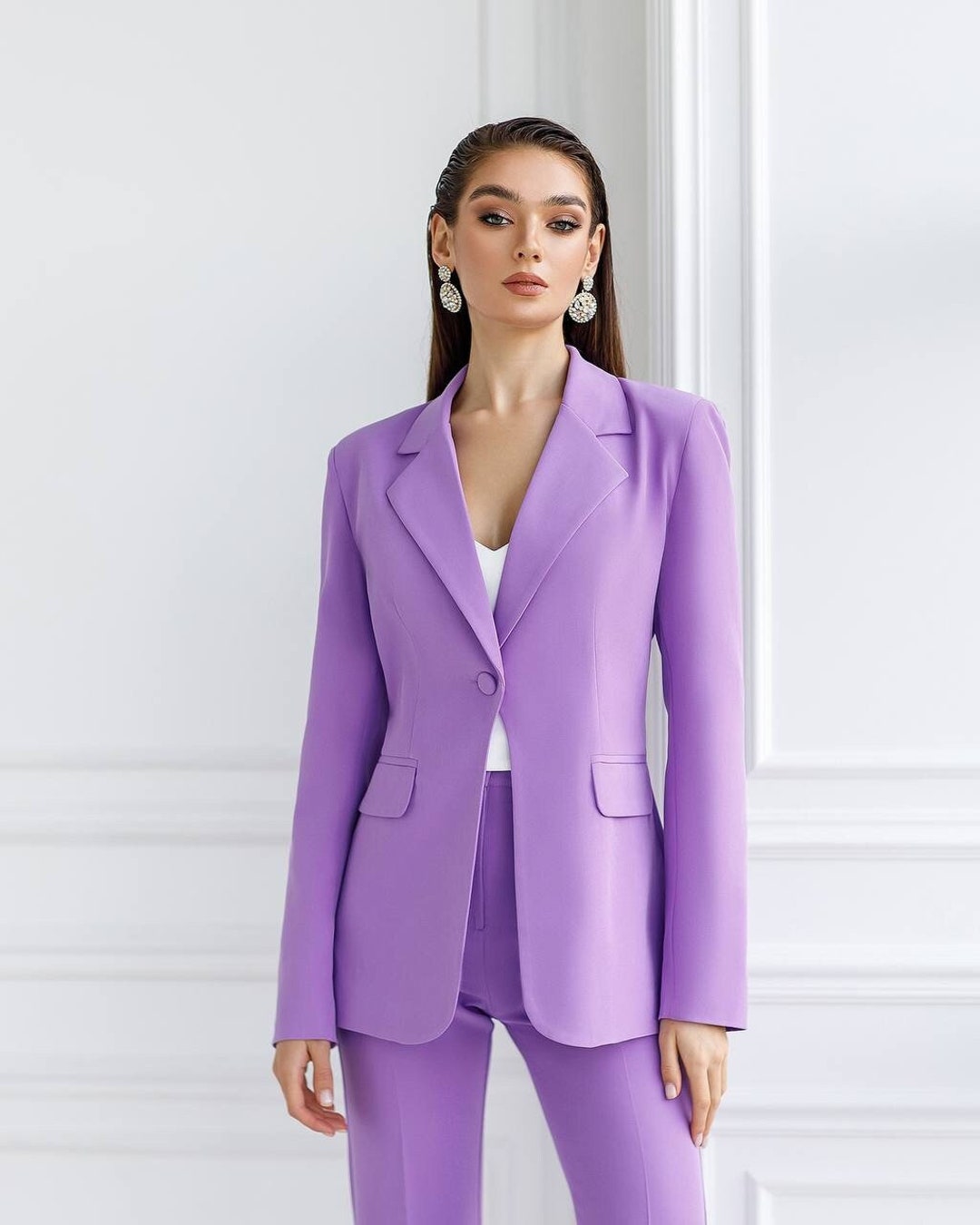 Women Purple Blazer, Women Office Blazer, Women Jacket, Causal Blazer ...