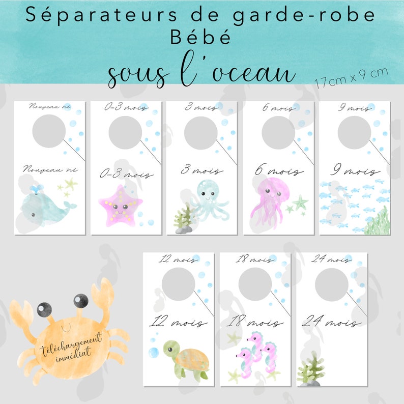 8 Séparateurs De Garde-Robe Bébé + 4 Étiquettes De Taille - Organisation Vêtements Enfant En Bois Coloré