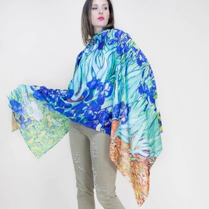 Artful Classic Print Van Gogh Scarf Elegant ShawlTHE IRISES by Van Gogh Artful Classic Silky Scarf Shawl