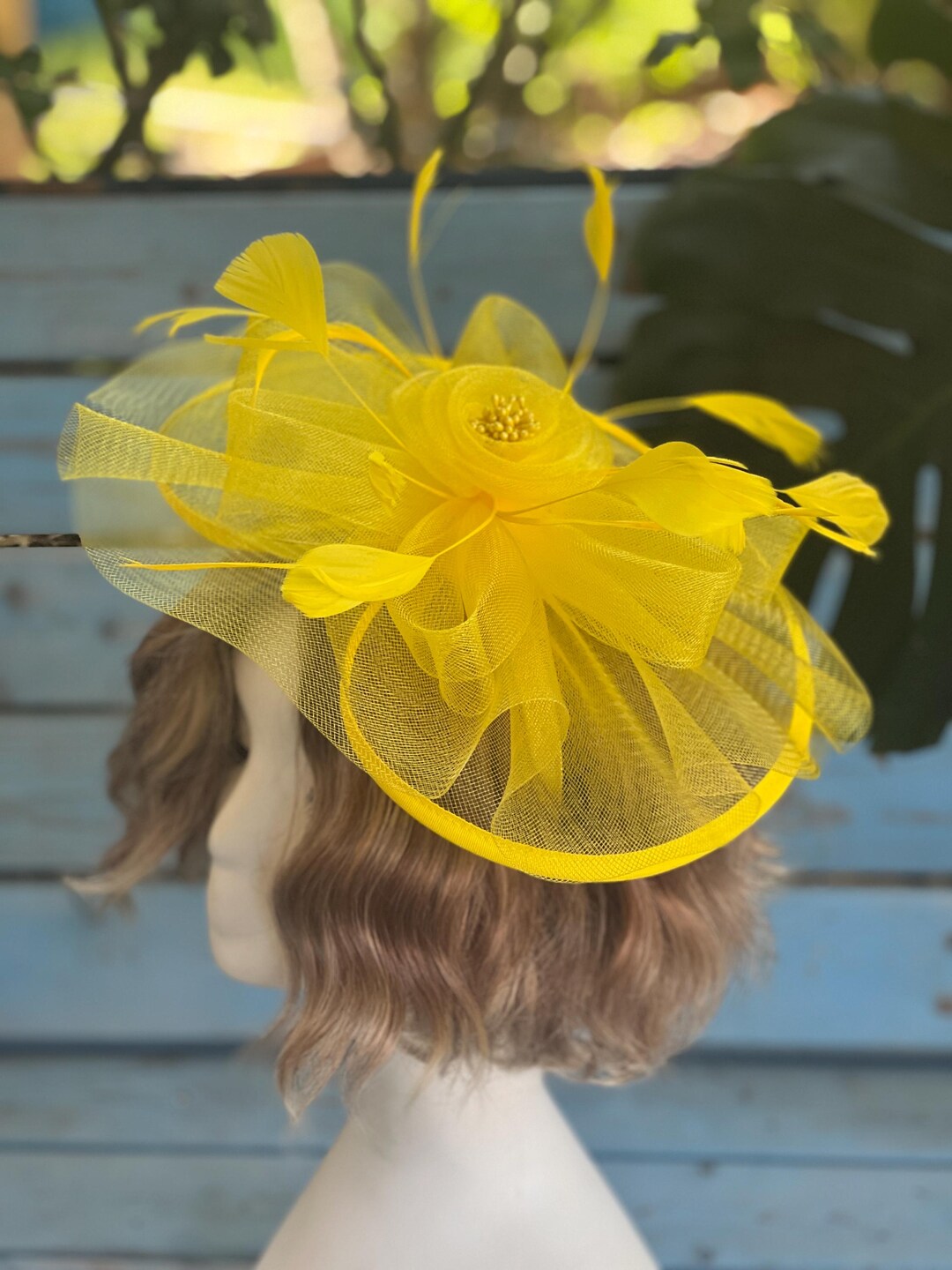 Yellow Feather Fascinator Hat: Kentucky Derby Tea Party  display picture 1