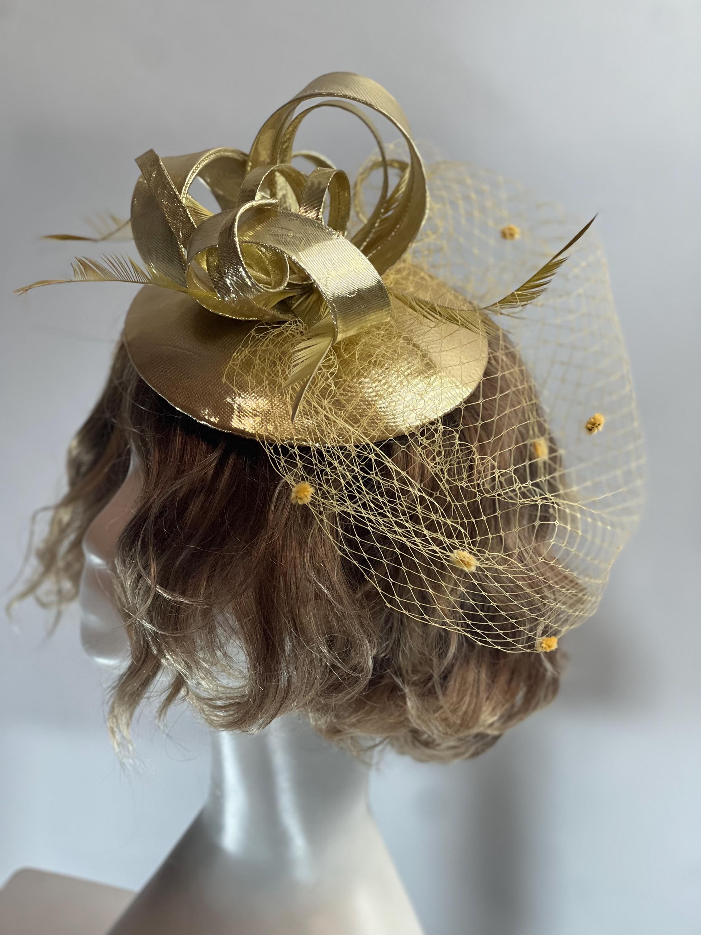 Gold Derby Fascinator: Rose Design Tea Party Hat - Etsy display picture 1