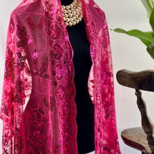 Fuchsia Pink Bridal Shawl: Shimmering Evening Wrap
