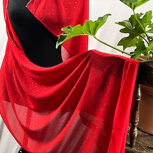 Red Rhinestone Scarf: Elegant Evening Wrap