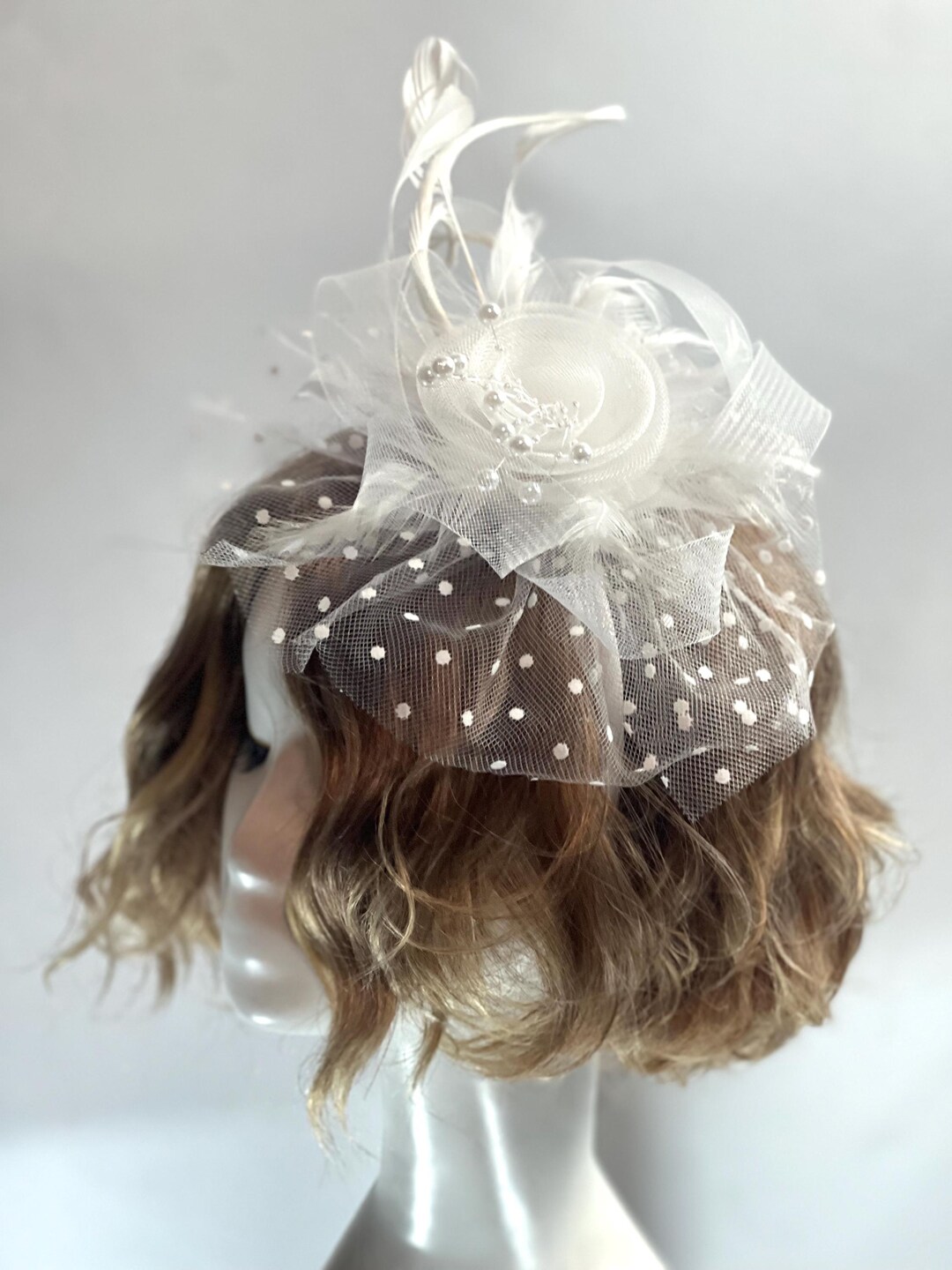 White Feather Fascinator: Kentucky Derby Tea Party Wedding  display picture 2