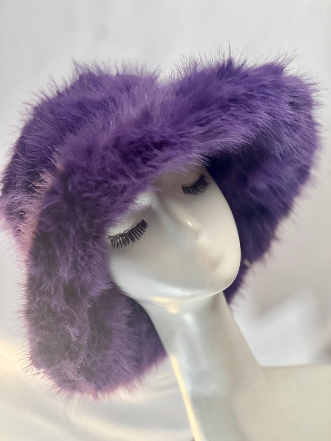 Purple Faux Fur Bucket Hat: Elegant Winter Fashion - Etsy