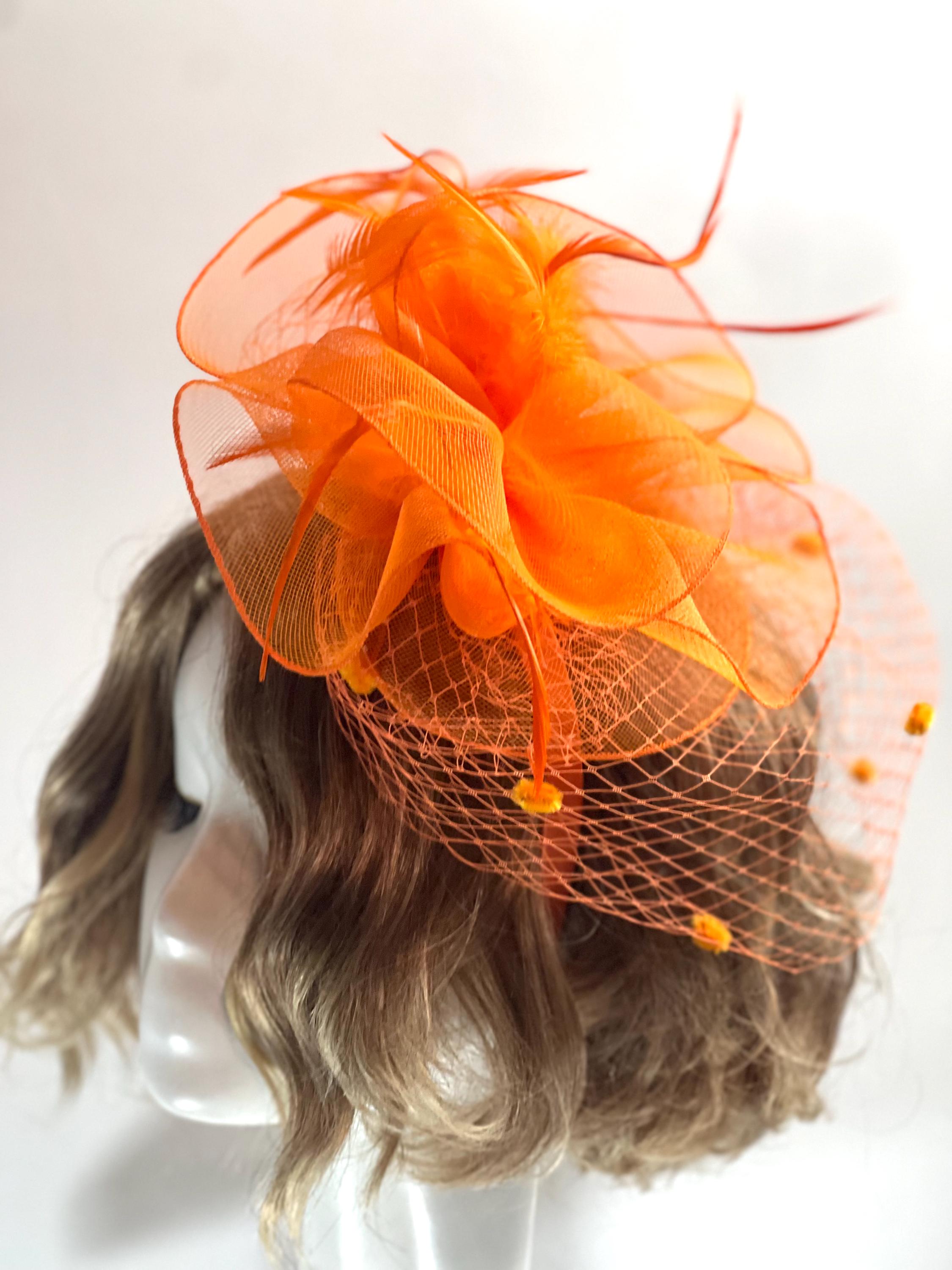 Vintage Elegant Orange and Brown Fascinator Orange Fascinator - Etsy main image 3