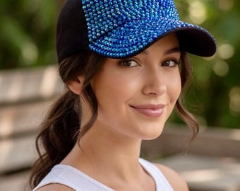 Crystal Embellished Blue Baseball Cap Amazon.com: ECYC Ltd Bling Baseball Caps for Women Men  main image 2