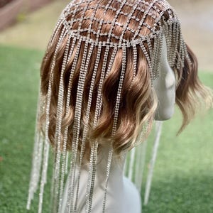 Silver Crystal Fringe Elegant Headband Hair Statement Fashion Accessories silver hair band - TikTok Shop main image 2