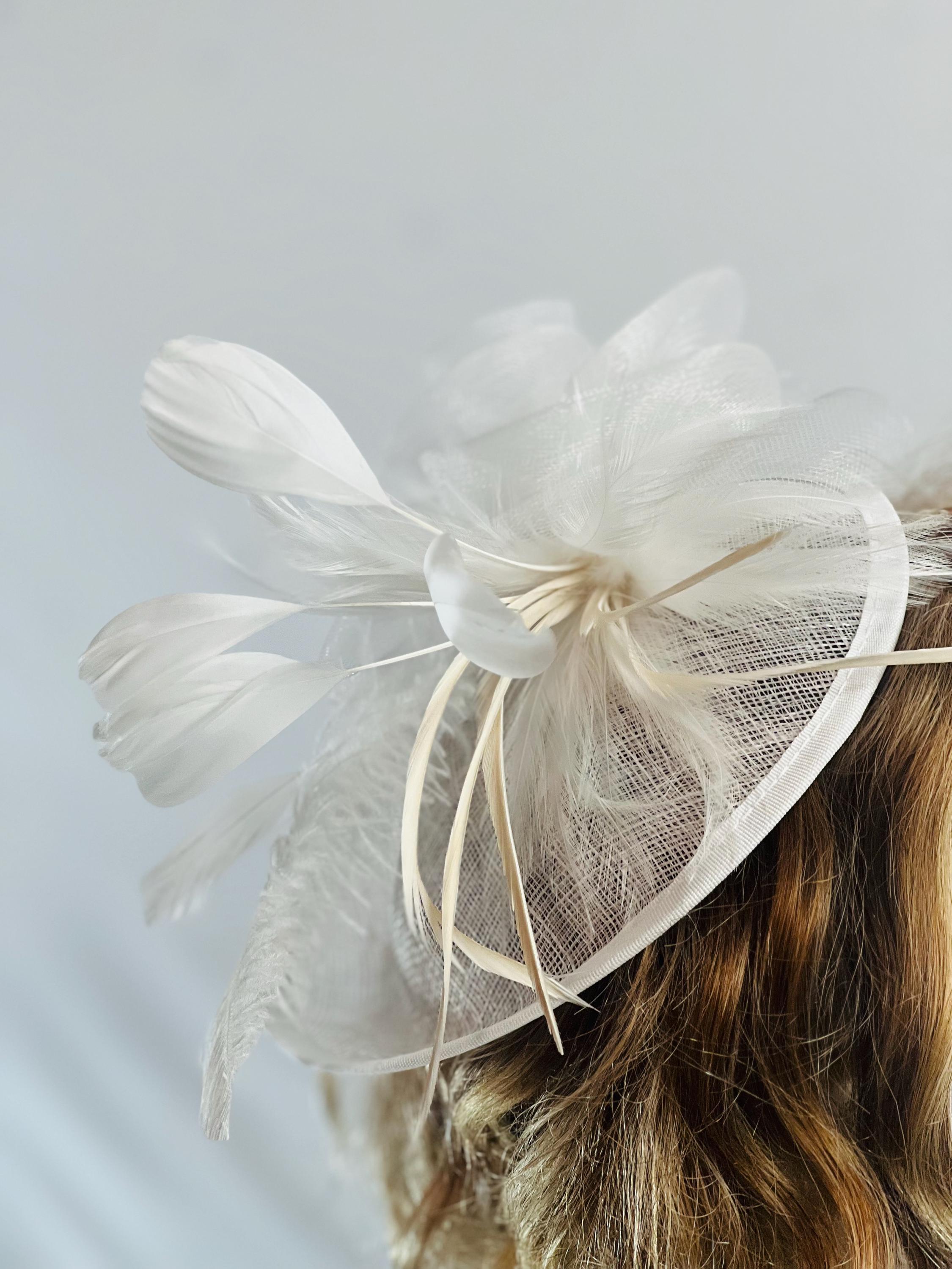 White Feather Fascinator: Kentucky Derby Tea Party Headpiece  display picture 1