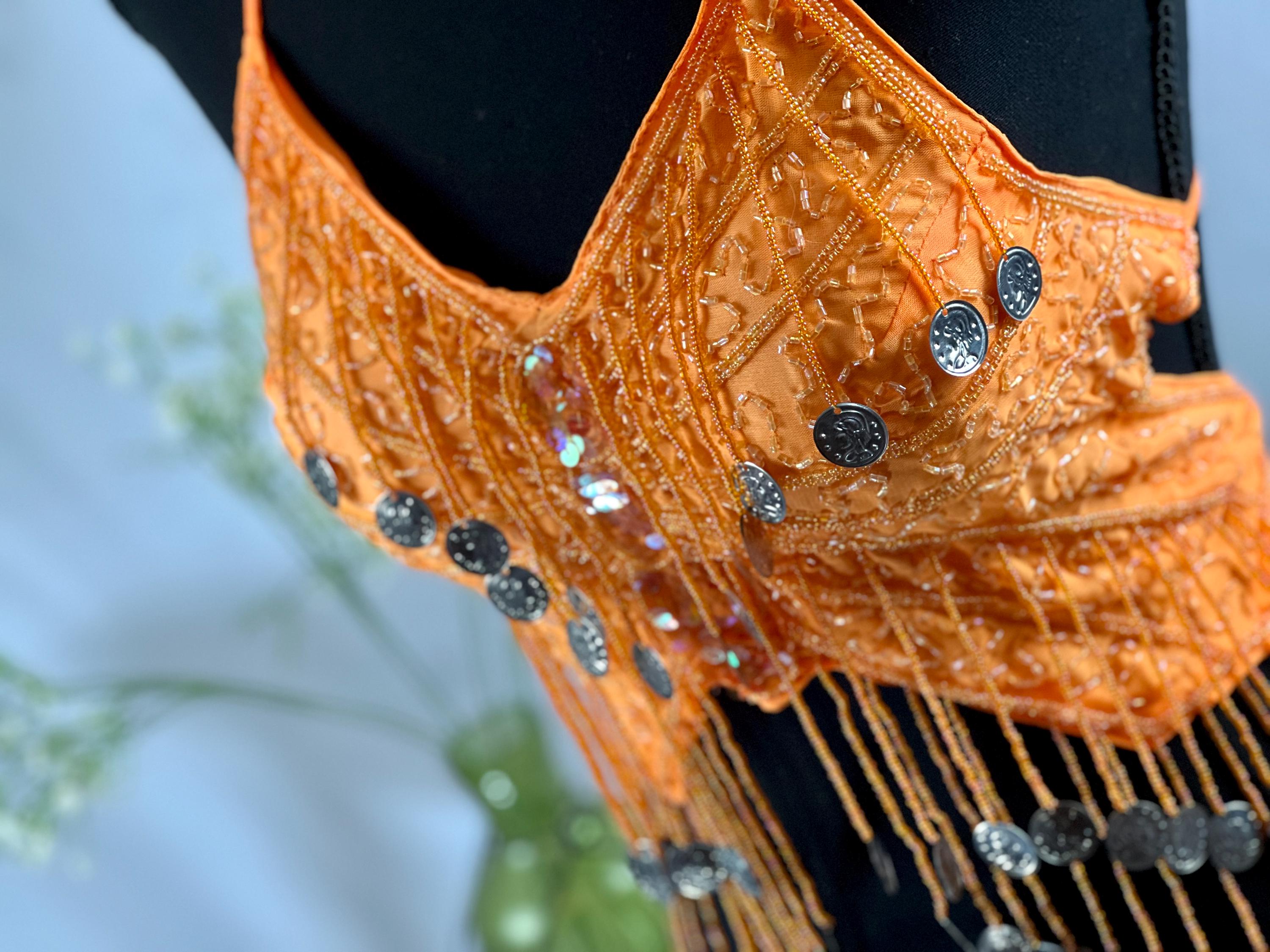 OHYER Soutien-Gorge Paillettes à Glands - Haut De Danse Orientale Rave Festival Argent