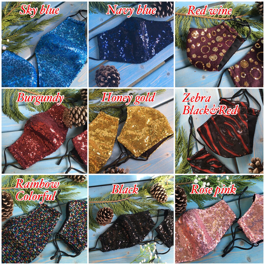 Sequin Masks. Bling Sequin Masks. 3 Layer Adjustable Elastic Etsy