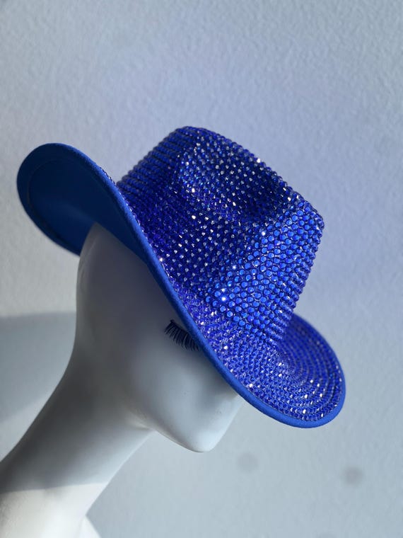 Royal Blue Sparkling Western Hat – Adjustable Rodeo  display picture 3